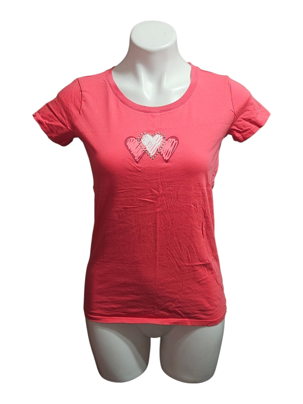 Women’s Pink Short-Sleeve Heart Graphic Tee